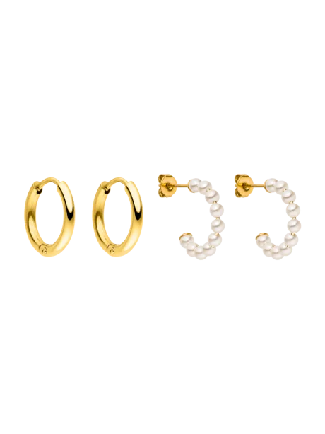 Pearl And Hoop Ohrring Set