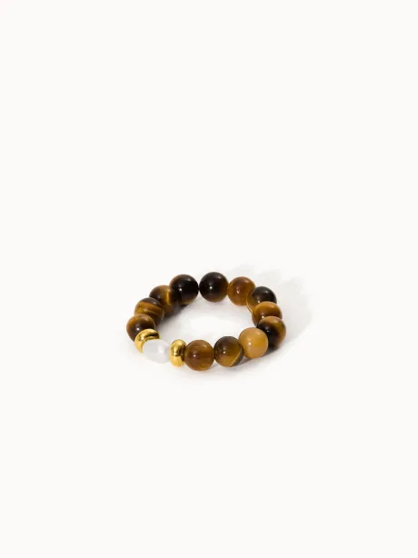 Anxiety Tiger‘s Eye Pearl Ring mit Perle
